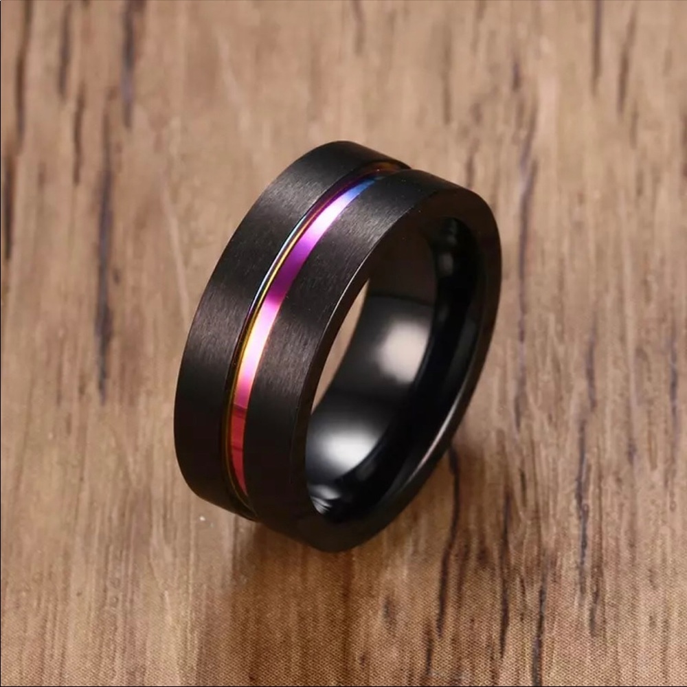 8MM Black Titanium Ring For Men Women Wedding Band - Picture 1 of 5